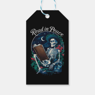 Read in Peace Skeleton Reading Book Lover Bookish Gift Tags