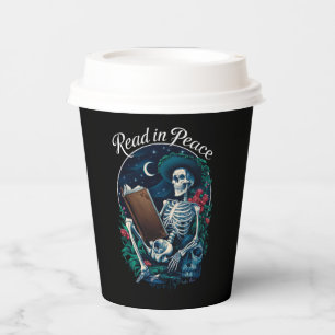 Read in Peace Skeleton Reading Book Lover Bookish Paper Cups