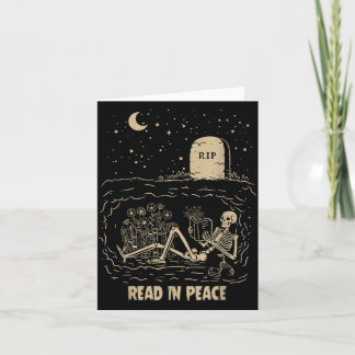 Read In Peace Skeleton Reading Books Funny Card