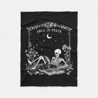Read In Peace Spooky Teacher Skeleton Trick Teach Fleece Blanket