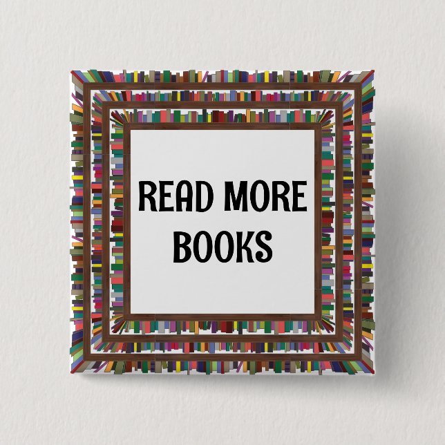 Read more books 15 cm square badge (Front)