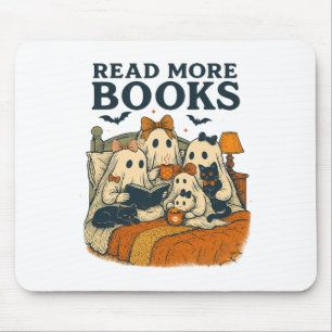 Read More Books Cute Ghost Family Halloween Men Wo Mouse Pad