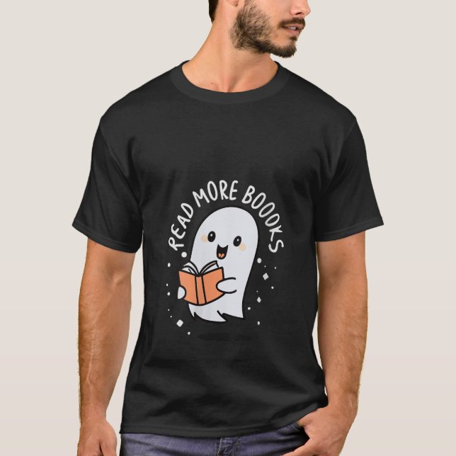 Read More Books Cute Ghost Halloween Teacher V Nec T-Shirt (Front)