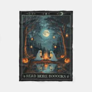 Read More Books Cute Spooky Ghost Reading Book Tar Fleece Blanket