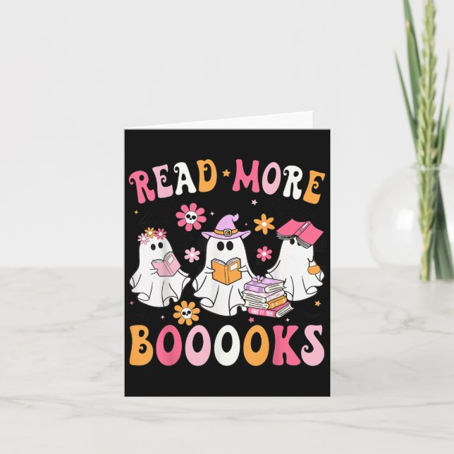 Read More Books Ghosts Reading Book Funny Teacher  Card (Front)