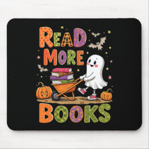 Read More Books Halloween Cute Ghost Spooky Reader Mouse Pad