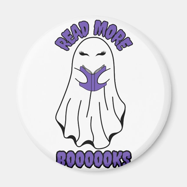 Read more Books Halloween Ghost Purple  Magnet (Front)
