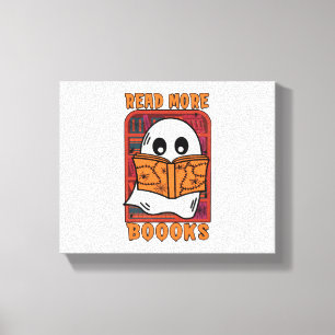 Read More Books Library Ghost Reading Halloween Canvas Print