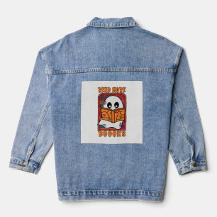 Read More Books Library Ghost Reading Halloween Denim Jacket