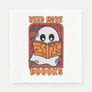 Read More Books Library Ghost Reading Halloween Napkin