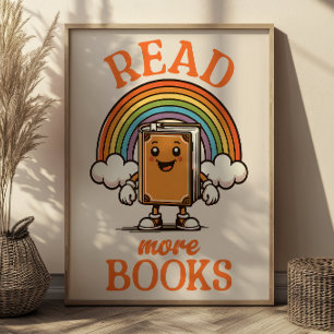 Read More Books Retro Art Print for Bookworms