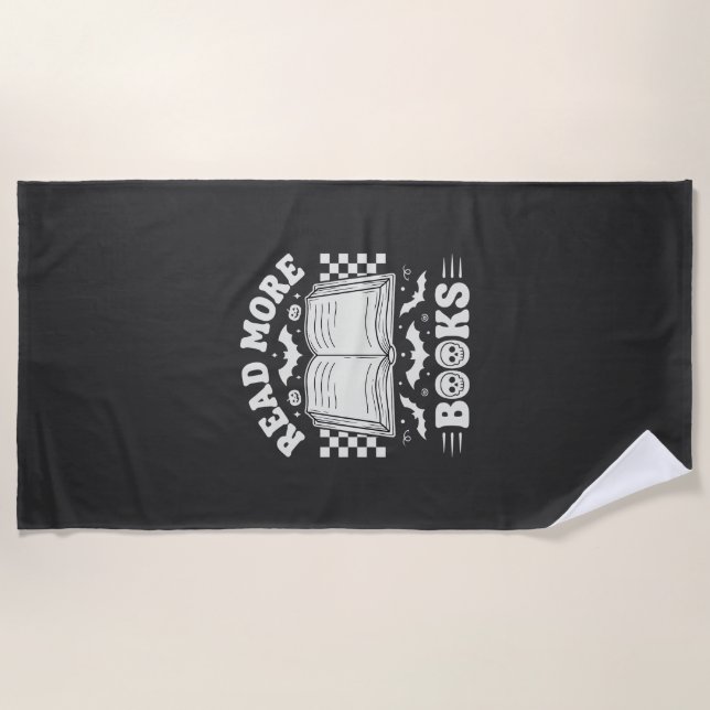 Read More Books Retro Halloween Book Lover Beach Towel (Front)