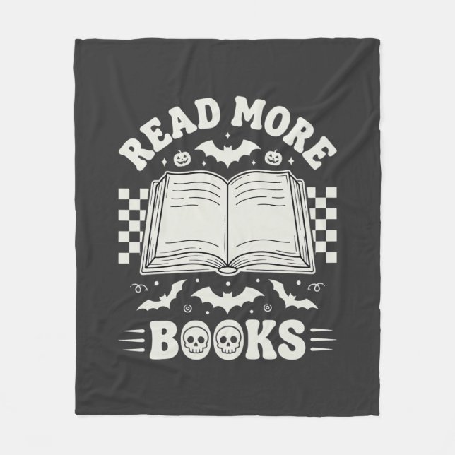 Read More Books Retro Halloween Book Lover Fleece Blanket (Front)