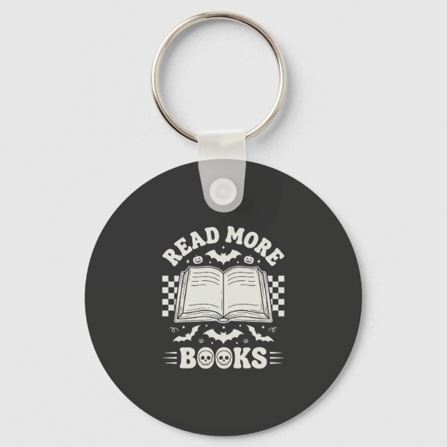 Read More Books Retro Halloween Book Lover Key Ring (Front)