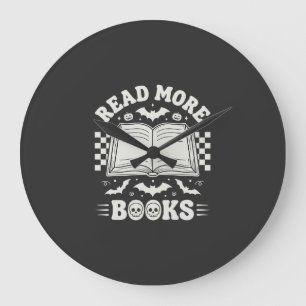 Read More Books Retro Halloween Book Lover Large Clock