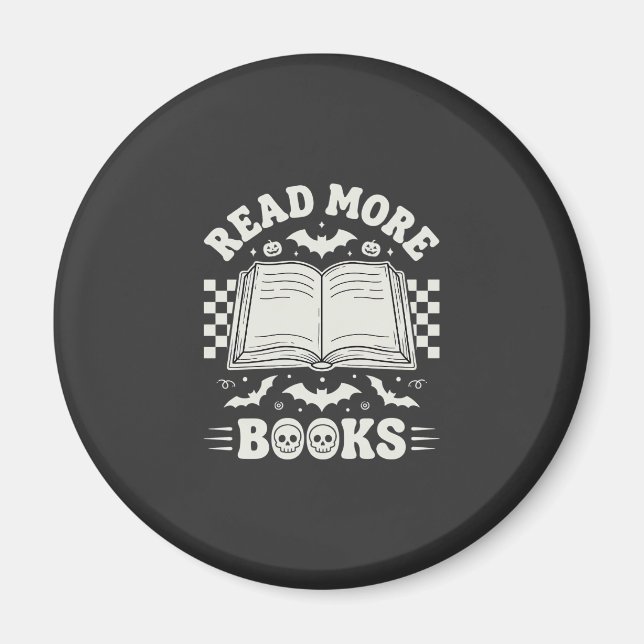 Read More Books Retro Halloween Book Lover Magnet (Front)