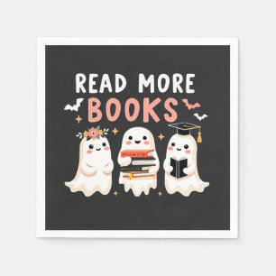 Read more books Spooky Halloween Ghost Book Lovers Napkin