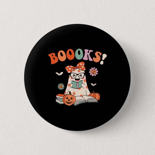 Read More Books Spooky Teacher Cute Halloween Wome 6 Cm Round Badge (Front)