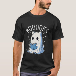 Read More Boooks Funny Groovy Halloween Cat Ghost T-Shirt