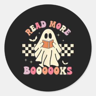 Read More Boooooks Cute Ghost Read More Boooooks H Classic Round Sticker