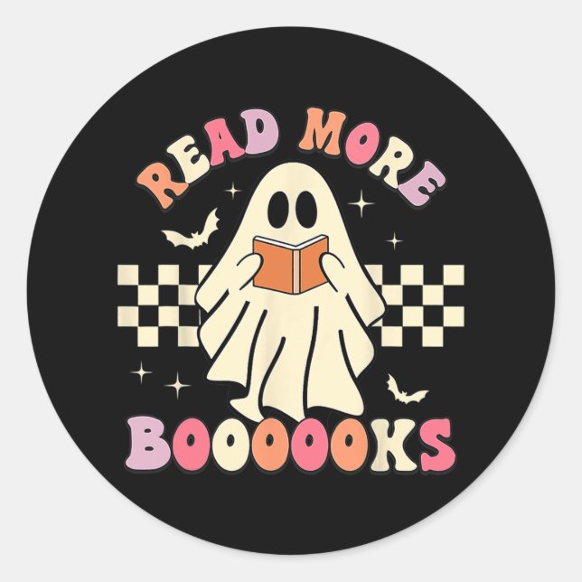Read More Boooooks Cute Ghost Read More Boooooks H Classic Round Sticker (Front)