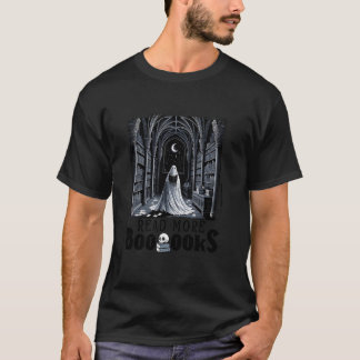 Read More Boooooks Ghost Reading Book Gothic Hallo T-Shirt