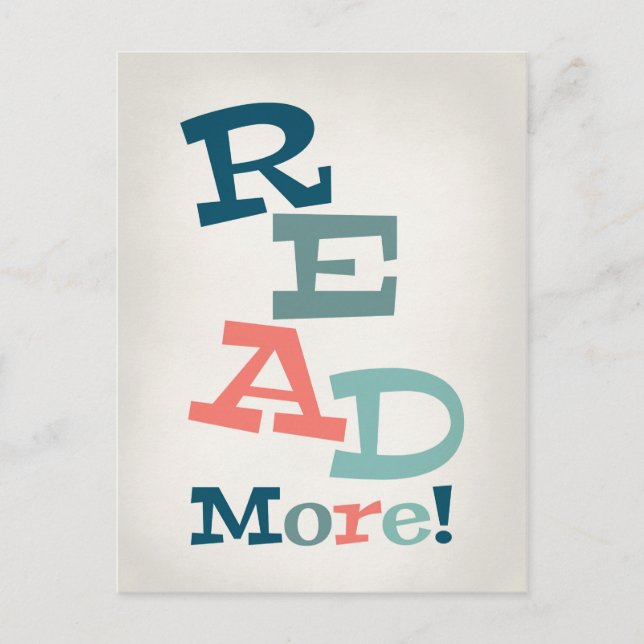 Read More - Retro Colourful Reading Postcard (Front)