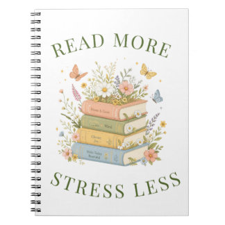 Read More Stress Less Floral Book Cover Notebook