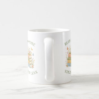 Read More Stress Less Floral Book Lover Coffee Mug