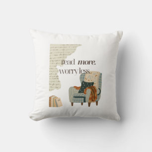 Read More, Worry Less Book Lover Cushion