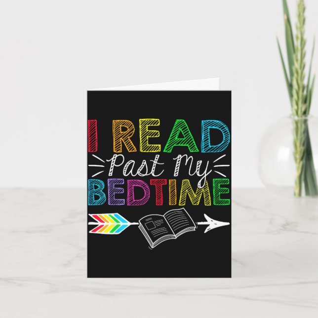 Read past bedtime reading enthusiasts bookish card (Front)