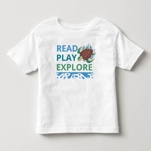 Read, Play, Explore Toddler T-Shirt | Ocean theme (Front)