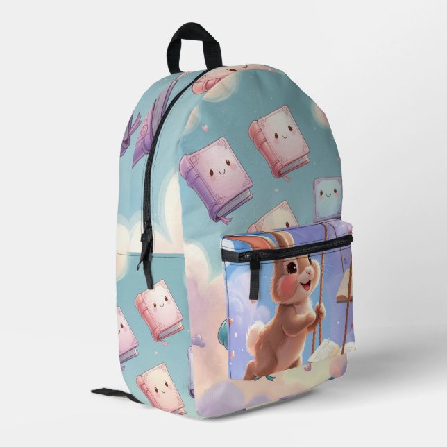Read, Play, Repeat – Whimsical Bunny Backpack for  (Back Corner Left)