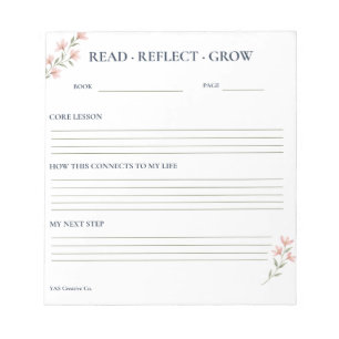 Read Reflect Grow Floral Reading Reflection Notepad
