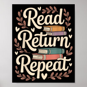 Read Return Repeat Funny Librarian Library Poster