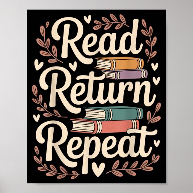 Read Return Repeat Funny Librarian Library Poster (Front)