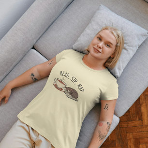 Read, Sip, Nap: Cosy Cat and Coffee Lover Tri-Blend Shirt