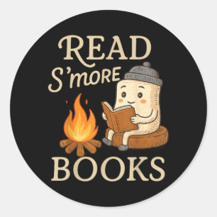 Read Smore Books Campfire Reading Book Lovers Classic Round Sticker