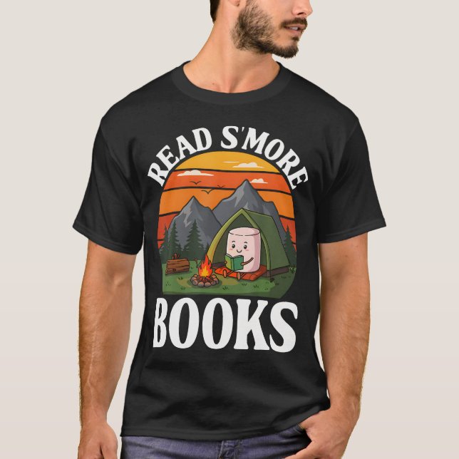 Read S'More Books Camping Outdoors Travel Campfire T-Shirt (Front)
