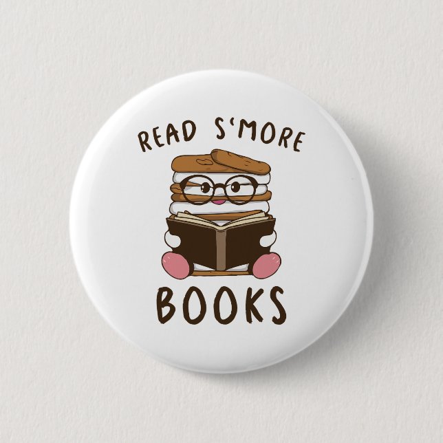 Read Smore' Books Camping Reading Books Lover Camp 6 Cm Round Badge (Front)