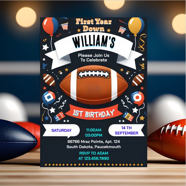 Read Sports kids boys ticket Football 1st Birthday Invitation (Creator Uploaded)
