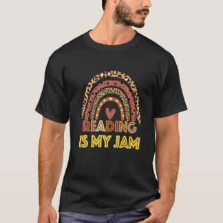 Read Teacher Rainbow Leopard Reading Is My Jam T-Shirt