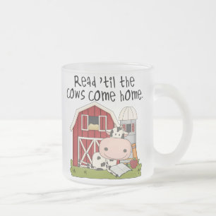 Read 'til The Cows Come Home Frosted Glass Coffee Mug