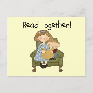 Read Together Mum and Boy Tshirts and Gifts Postcard