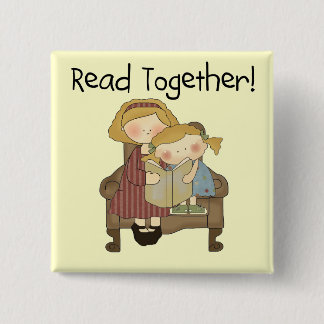 Read Together - Mum and Girl Tshirts and Gifts 15 Cm Square Badge