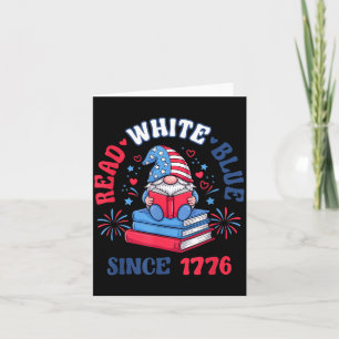 Read White Blue Gnome Patriotic USA Book Card