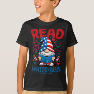 Read White Blue Gnome USA Reading Fireworks 1776 T-Shirt
