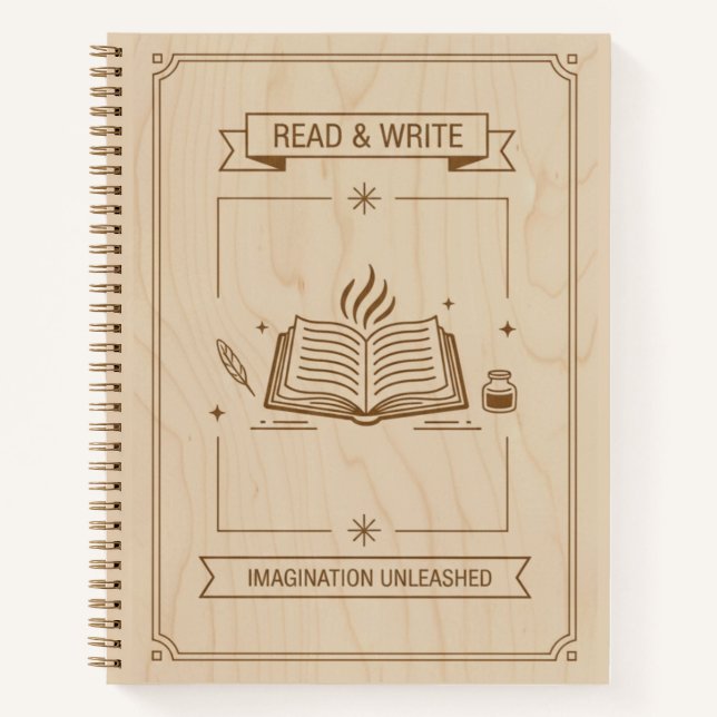 Read & Write Wood Carved Imagination Journal (Front)