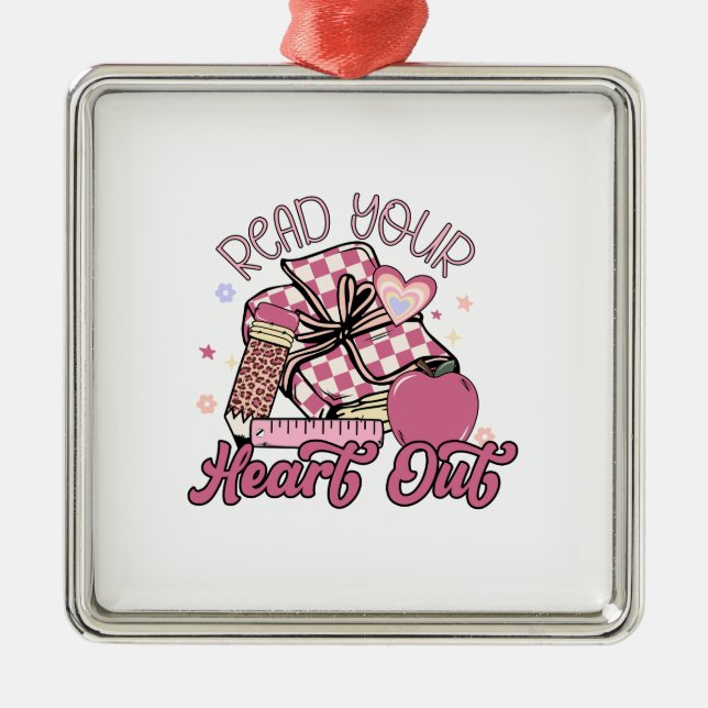 Read Your Heart Out Teacher Metal Tree Decoration (Front)