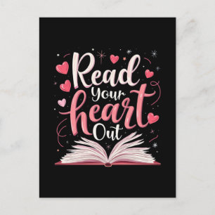 Read Your Heart Out Teacher Reading Book Lover  Holiday Postcard